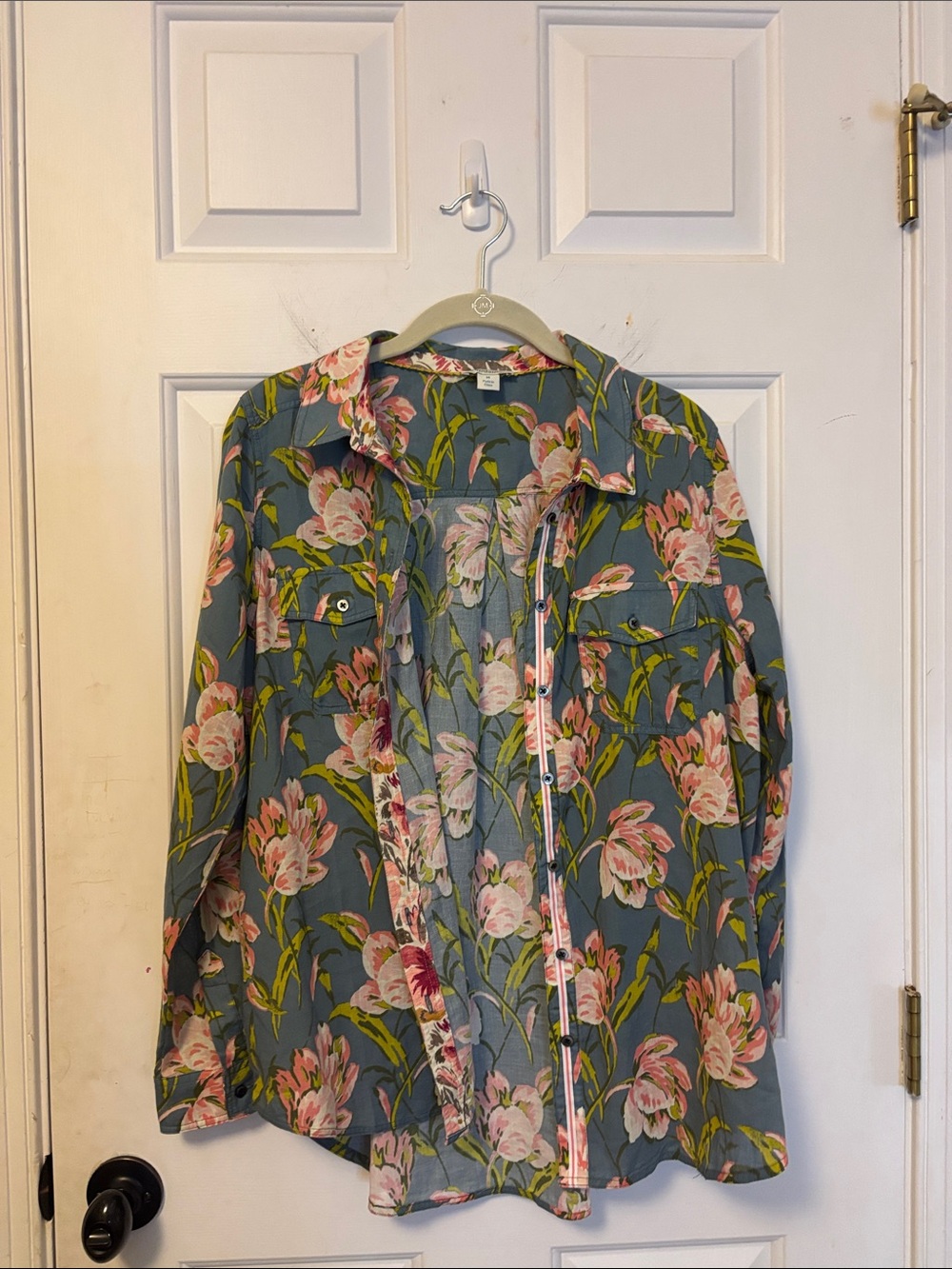 Sundance Blue Floral Blouse Size Medium M